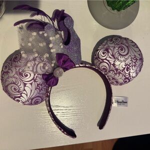 Disney Purple Jubilee Princess Ear Headband with Bow, Crown & Feathers